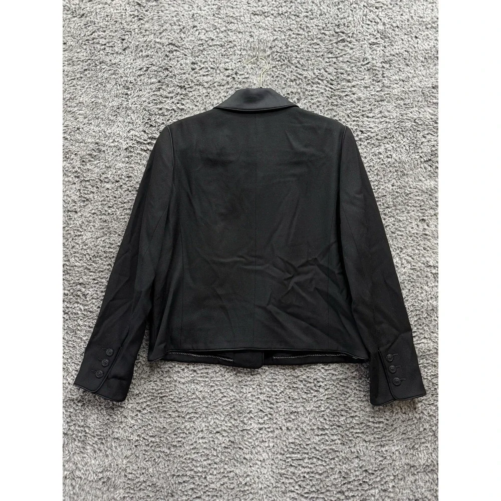 CHANEL PRE-OWNED 2008 SINGLE-BREASTED WOOL BLAZER - P33310 - BLACK‎ Size 48